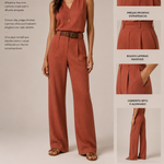 Calça A Essência — Alfaiataria Reta Longa na cor Burnt Terracotta — Voobel