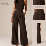 Calça A Harmonia — Cós Anatômico na cor Espresso Bark — Voobel